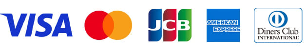VISA、Mastercard、JCB、American Express、Diners Club